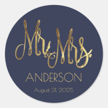 Navy Blue Imitats Gold Foil Typografy