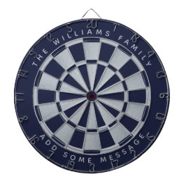 Navy Blue Imitats Silver Custom Family Name Geomet Dartscheibe