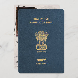 Navy Blue India Passport Save the Date