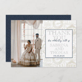 Navy Blue India Wedding Foto Vielen Dank Dankeskarte