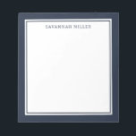 Navy Blue Individuelle Name Writing Pad Memo Notep Notizblock<br><div class="desc">Die neue Version des Designs ist in den letzten Jahren auf dem Markt. Dieses Notizblock eignet sich perfekt für den beruflichen oder persönlichen Gebrauch und eignet sich hervorragend für Notizen, Aufgabenlisten oder auch als Tageszeitung. Das Notizblock verfügt auch über eine individuell anpassbare Namensvorlage, die es zu einem idealen Geschenk für...</div>