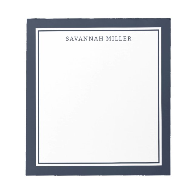 Navy Blue Individuelle Name Writing Pad Memo Notep Notizblock (Vorderseite)