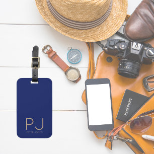 Navy Blue Initial Monogram Personalisiert Simple Gepäckanhänger