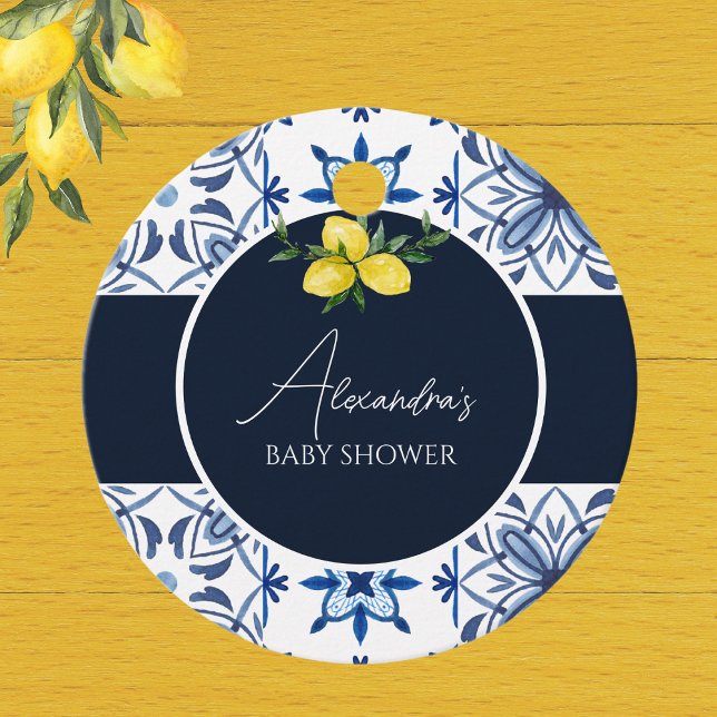 Navy Blue Italia Lemon Baby Dusche Vielen Dank Geschenkanhänger (Von Creator hochgeladen)