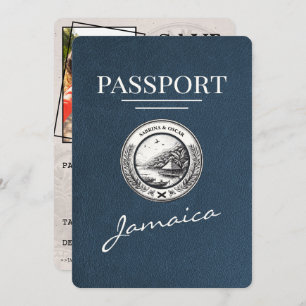 Navy Blue Jamaica Passport Save the Date