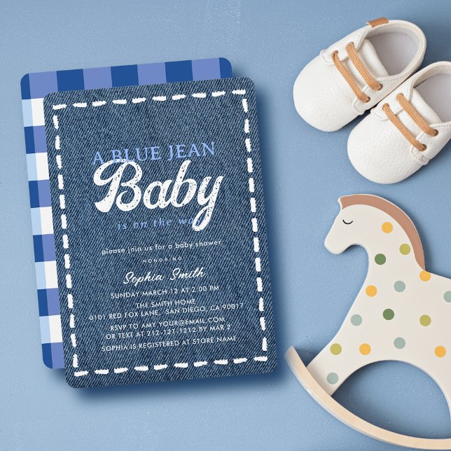Navy Blue Jean Baby Boy Baby Shower Einladung (Von Creator hochgeladen)