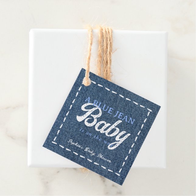 Navy Blue Jean Baby Boy Baby Shower Geschenkanhänger (Beispiel)