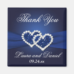 Navy Blue Joined Hearts Gastgeschenk Hochzeit Magn Magnet