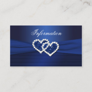 Navy Blue Joined Hearts Wedding Information Card Begleitkarte