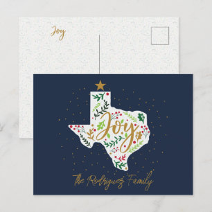 Navy Blue Joy Holiday verlässt Texas Form Postkarte