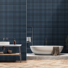 Navy Blue Kariert Modernes Bauernhaus Tartan für R Tapete
