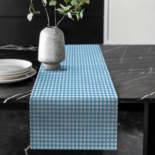 Navy Blue Kariert Table Runner für klassische Küch Großer Tischläufer (Navy Blue Plaid Table Runner for Classic Dining)
