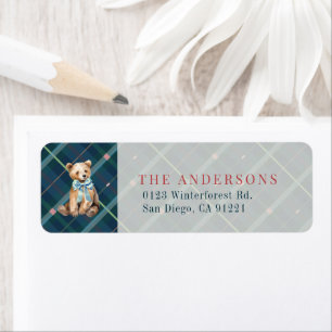 Navy Blue Kariert Teddy Bear Bow Rücksendeadresse