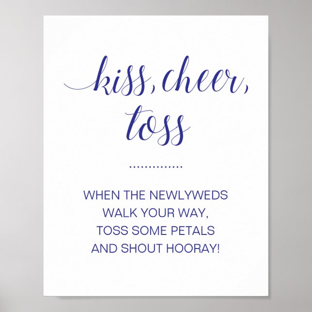 Navy Blue Kiss Cheer Toss Blume Confetti Wedding Poster (Vorne)