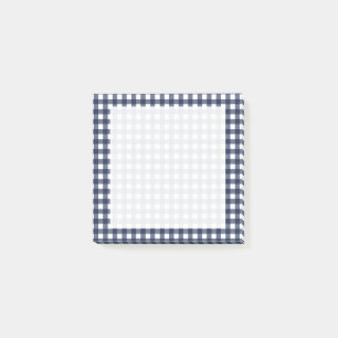 Navy-Blue Klassisches Gingham-Karo Karomuster Post-it Klebezettel