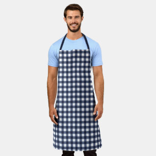 Navy-Blue Klassisches Gingham-Karo Karomuster Schürze