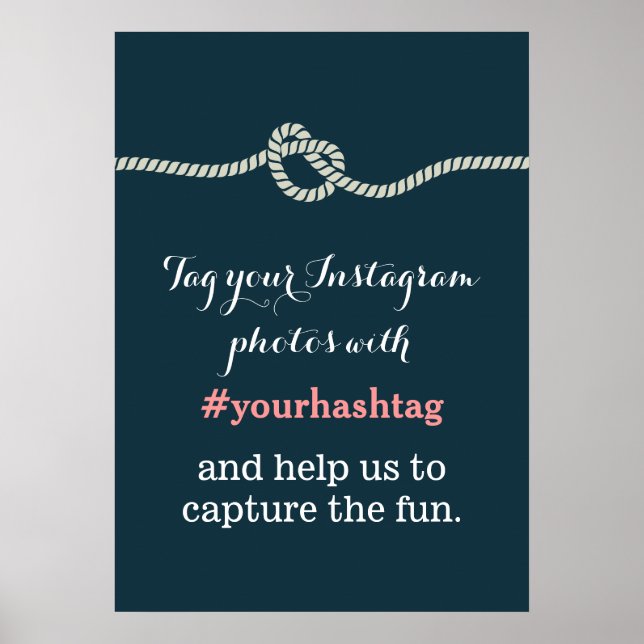 Navy Blue Knot Instagram Fotos Hashtag Zeichen Poster (Vorne)