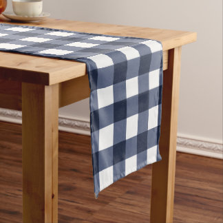 Navy Blue Large Classic Gingham Karo Kariert Großer Tischläufer