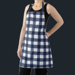 Navy Blue Large Classic Gingham Karo Kariert Schürze<br><div class="desc">Moderner Sommer Trend,  Picknick Gingham kariertes Tartan Muster in Marineblau und Weiß.</div>