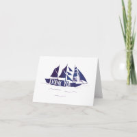 Navy Blue Large Ship Sail Boat Danke Note Card