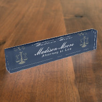 Navy Blue Lawyer Desk Name Plate