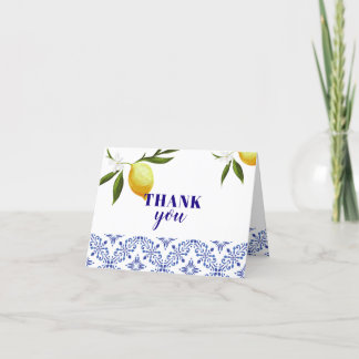 Navy Blue & Lemon Aquarell Dankeschön Karte