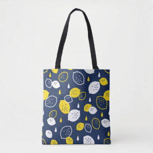 Navy Blue Lemon Art - Erfrischendes Citrus Design