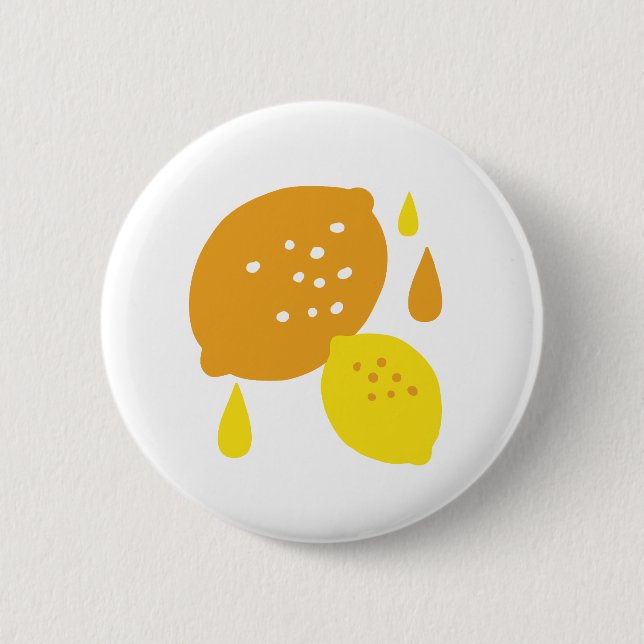 Navy Blue Lemon Art - Erfrischendes Citrus Design Button (Vorderseite)