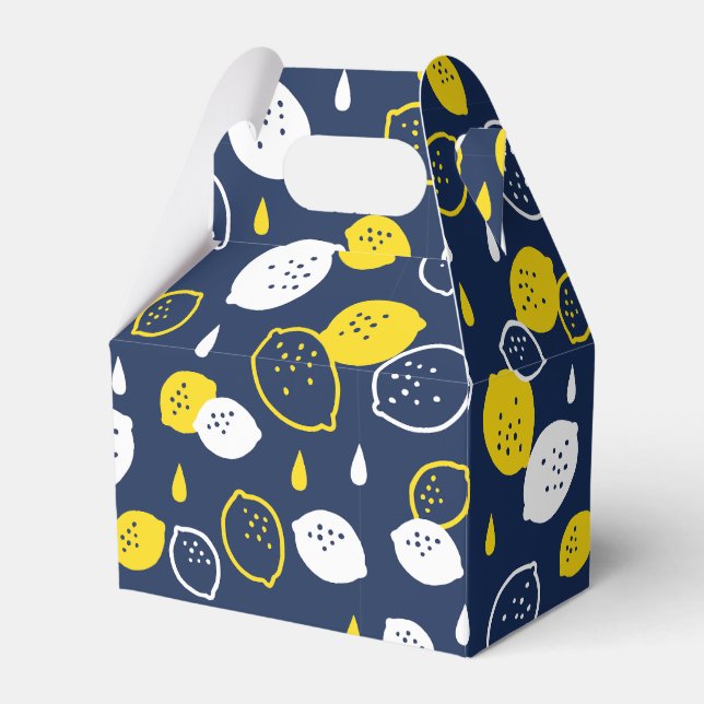 Navy Blue Lemon Art - Erfrischendes Citrus Design Geschenkschachtel (Vorderseite)