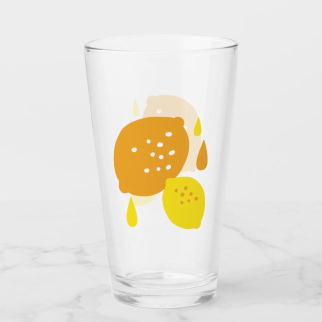 Navy Blue Lemon Art - Erfrischendes Citrus Design Glas (Vorderseite)