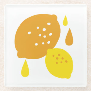 Navy Blue Lemon Art - Erfrischendes Citrus Design Glasuntersetzer