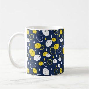 Navy Blue Lemon Art - Erfrischendes Citrus Design Kaffeetasse