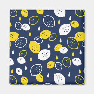 Navy Blue Lemon Art - Erfrischendes Citrus Design Magnet