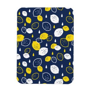 Navy Blue Lemon Art - Erfrischendes Citrus Design Magnet