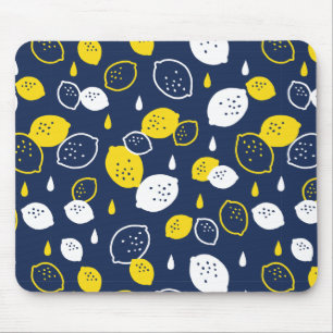 Navy Blue Lemon Art - Erfrischendes Citrus Design Mousepad