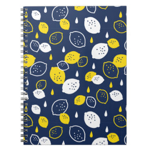 Navy Blue Lemon Art - Erfrischendes Citrus Design Notizblock