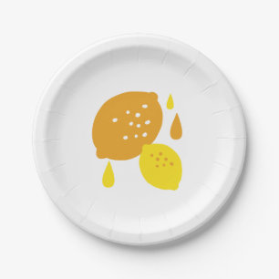 Navy Blue Lemon Art - Erfrischendes Citrus Design Pappteller