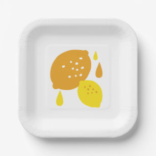 Navy Blue Lemon Art - Erfrischendes Citrus Design Pappteller