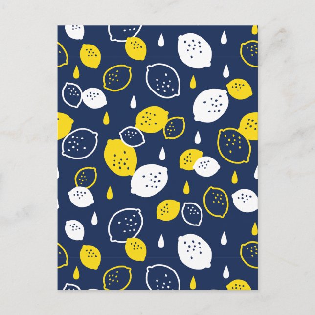 Navy Blue Lemon Art - Erfrischendes Citrus Design Postkarte (Vorderseite)