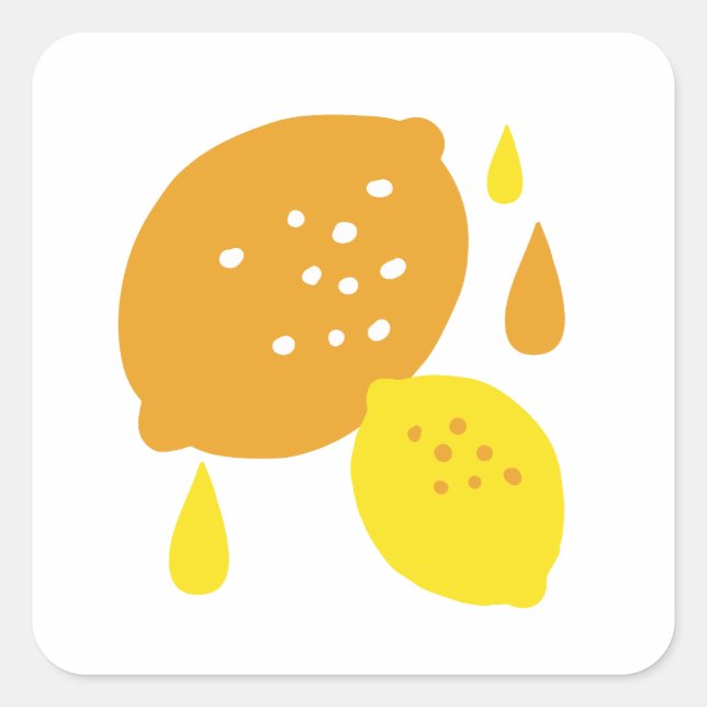 Navy Blue Lemon Art - Erfrischendes Citrus Design Quadratischer Aufkleber (Vorderseite)