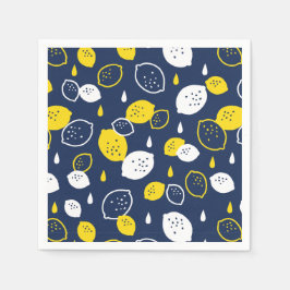 Navy Blue Lemon Art - Erfrischendes Citrus Design Serviette