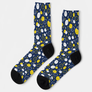 Navy Blue Lemon Art - Erfrischendes Citrus Design Socken