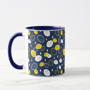 Navy Blue Lemon Art - Erfrischendes Citrus Design Tasse