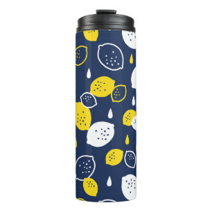 Navy Blue Lemon Art - Erfrischendes Citrus Design Thermosbecher