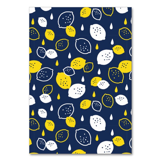 Navy Blue Lemon Art - Erfrischendes Citrus Design Tischnummer (Vorderseite)