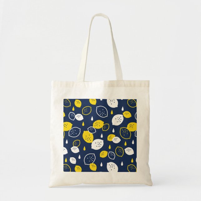 Navy Blue Lemon Art - Erfrischendes Citrus Design Tragetasche (Vorne)