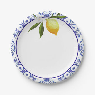 Navy Blue & Lemon Pappteller