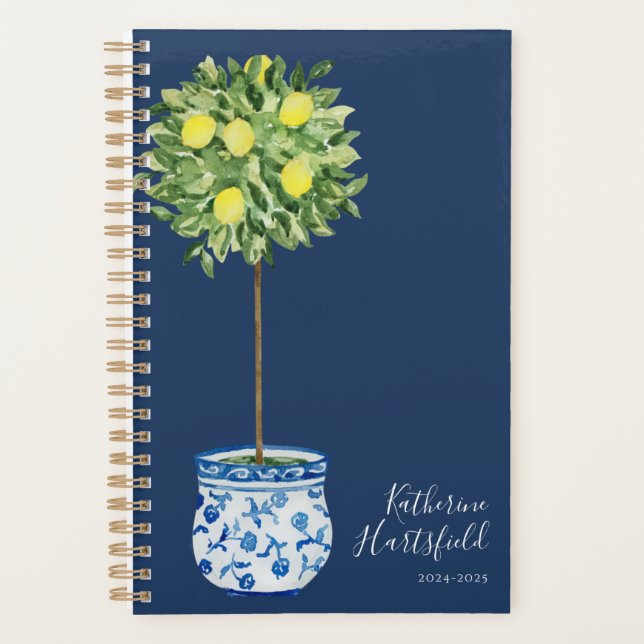 Navy Blue Lemon Tree Planner Planer (Vorderseite)