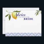 Navy Blue & Lemons Advice für die zukünftige Braut Hinweiskarte<br><div class="desc">Navy Blue & Lemons Advice für die zukünftige Braut</div>
