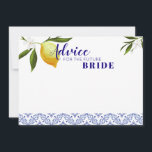 Navy Blue & Lemons Advice für die zukünftige Braut Hinweiskarte<br><div class="desc">Navy Blue & Lemons Advice für die zukünftige Braut</div>